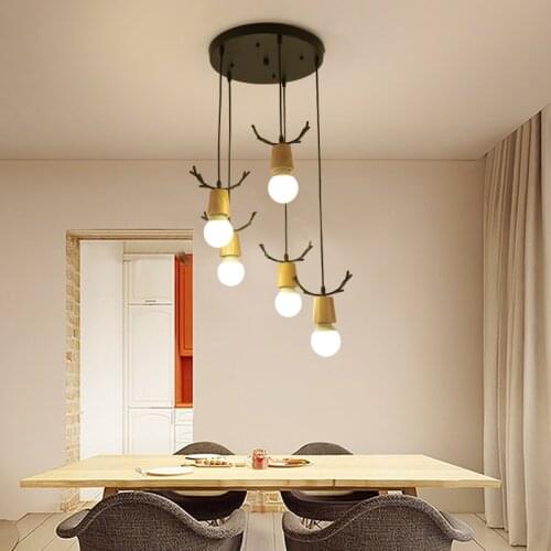 Nordic log pendant lights atmosphere home deer restaurant lights antlers dining pendant lamp simple modern dining pendant lamp