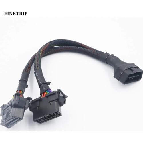 CNPAM FINETRIP High Quality 1FT/30CM 1 Male and 2 Female OBD2 16Pin Splitter Extension Cable Adapter