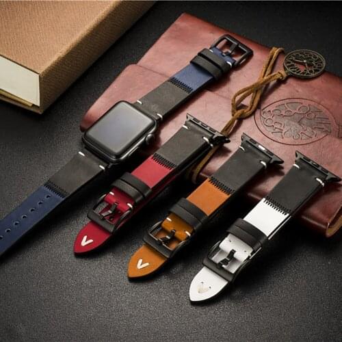 Iwatch 40mm 44mm sports watch band high quality color matching leather ring Apple watch 42mm 38mm series 123456 se