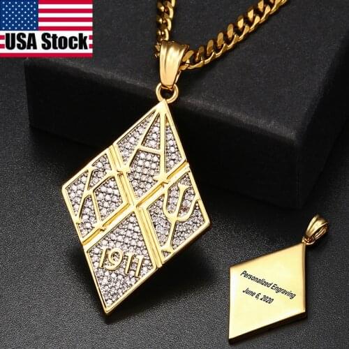 Rhombus Pendant Full Micro Pave With CZ Cubic Zirconia Pendant Necklace Men For Women Hip Hop Jewelry Personality Gift Rapper
