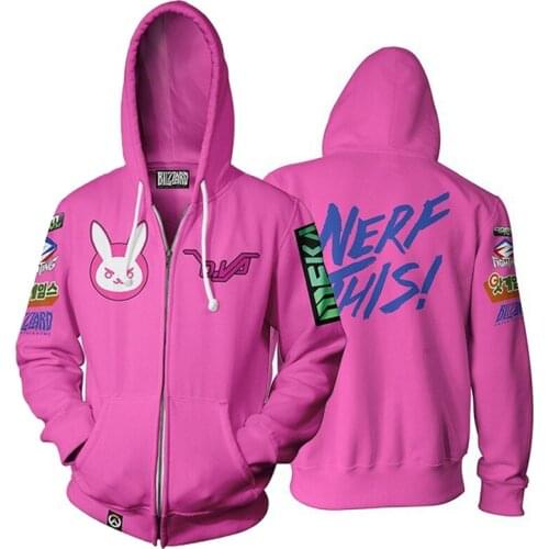 Anime Game Hoodie Sweatshirt 3D Printing Overwatches DVA DJ Cosplay Costume Women Men Couple Hooded Jacket Top Clothing