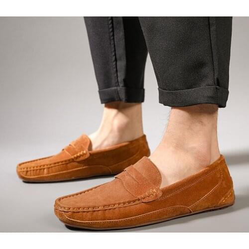 Fashion Men loafer cow suede Leather Slip-on Business Shoe Vintage Casual Classic Formal Loafers Shoes Zapatos De Hombre