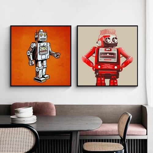 Vintage Robot Poster Canvas Painting Posters Decorativos Home Decoration Accessories Wall Art Pictures For Home Design Bedroom