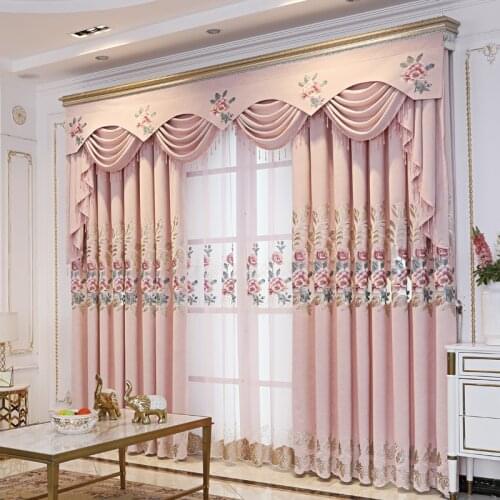 European-style High-end Atmospheric Light Luxury Chenille Embroidery Shading Embroidery Curtains for Living Dining Room Bedroom