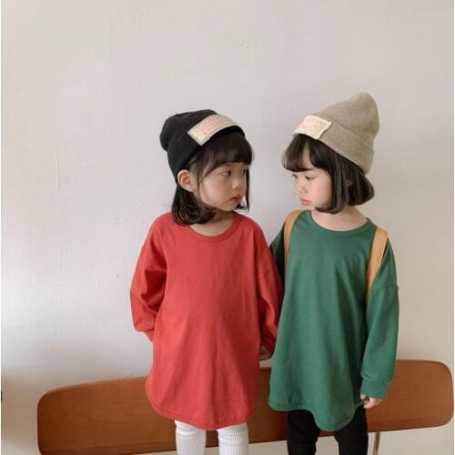 Girls' T-Shirt Skirt Medium Length Spring And Autumn 2021 New Childrens Cotton Loose Baby Long Sleeve Dress