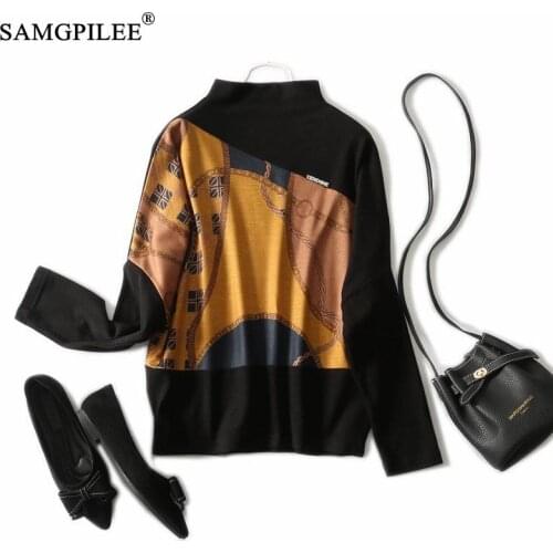 Winter Slash Neck Retro Patchwork Knitted T-shirt Women 2021 New Plus Size Batwing Sleeve Autumn Woman Oversized Tee Shirts 4XL