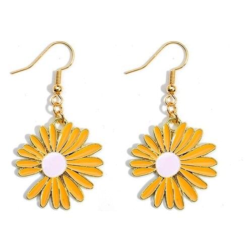 2021 New Heart Circle Daisy Flower Earrings For Women Original Trendy Jewelry Making Bijoux Femme Kolczyki Moana