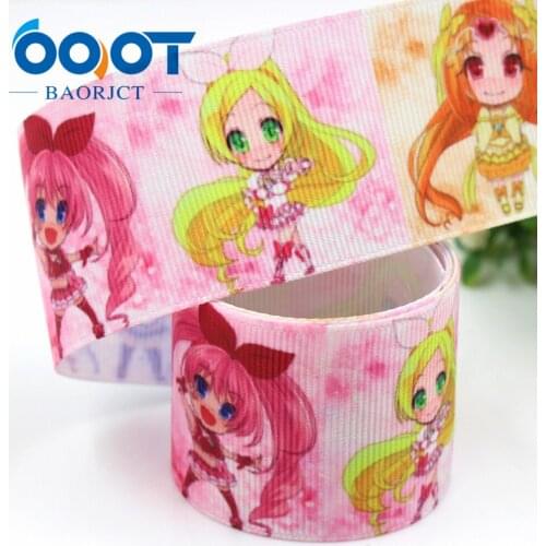 1-1/2'' 38mm Cartoon pretty girl Printed grosgrain ribbon,10yrds DIY Hair Bow Wedding Festival Home Party Birthday Decorations