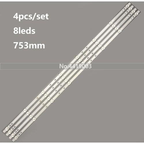 1kit=4pcs led backlight strip 8lamp 753mm for HY-A385-01-Y2835A08 V2 A385-01 4X8 160813