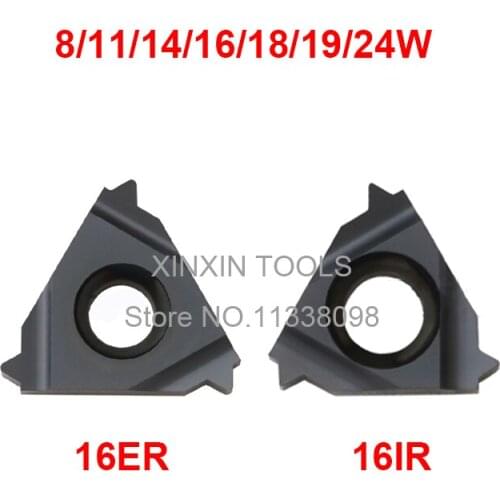10PCS 16ER 16IR 8/11/14/16/18/19/24W, tungsten carbide turning threading insert British Standard 55 degree Balck coating