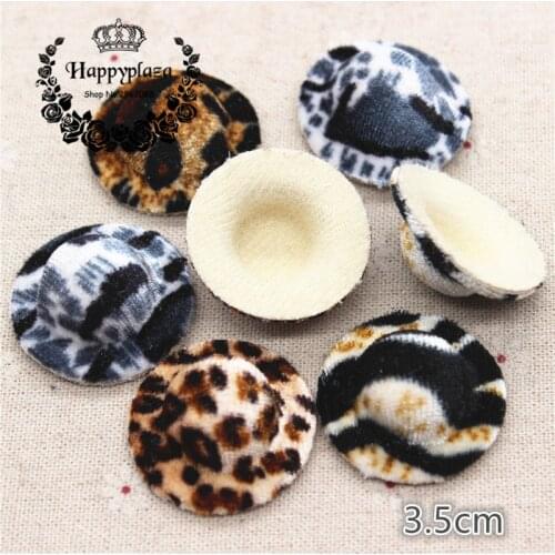 10pcs 3.5cm Mix Colors Leopard Print Fabric Mini top hats,children party hats show,DIY hair Ornament accessories