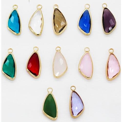 12p leaf Shape 2sizes Charms Quartz Crystal Opal Blue Purple Birthstone Pendant for Necklace Bracelets DIY Jewelry Connectors