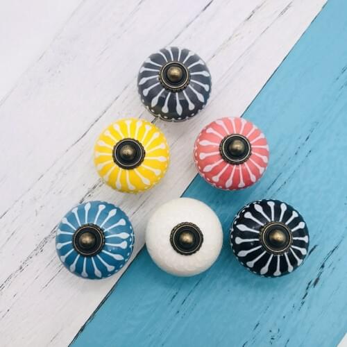 1x Ceramic Cabinet Knobs and Handles Cupboard Door Handles Drawer Pulls 40mm Pumpkin Furniture Handle for Home Decor