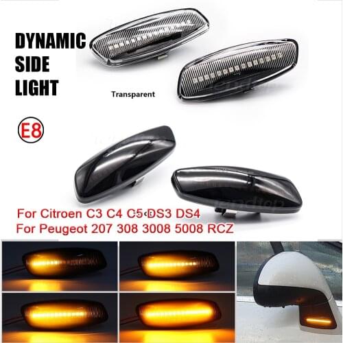 2Pcs For Citroen C4 Picasso C3 C5 DS4 Peugeot 308 207 3008 5008 Dynamic Blinker LED Turn Signal Light Side Marker Indicator Bulb