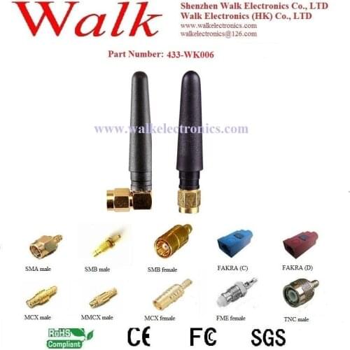 433MHz Antenna: 433MHz rubber antenna, SMA male connector