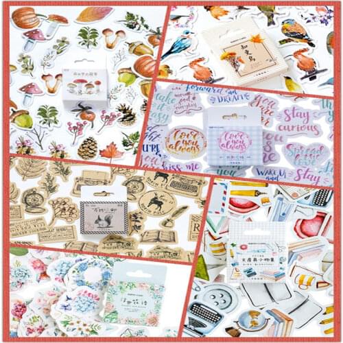 46pcs/pack Kawaii Diary Adhesive Paper Scrapbooking Stationery Stickers For The Diary Six Selections