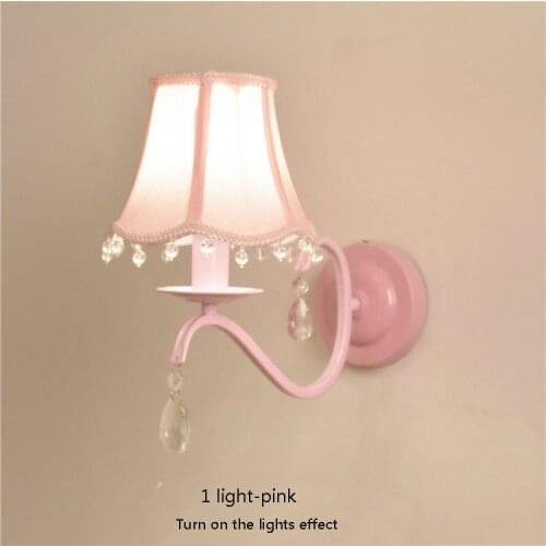 American minimalist childrens room wall lamp rustic style warm girl princess wedding room aisle bedroom crystal bedside lamp