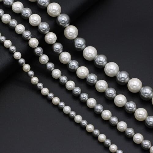 Natural Shell Beads Mix Color Round Imitation Shell Pearl Bead 6 8 10 12mm Size Pick for Making DIY Jewelry Necklace Bracelet