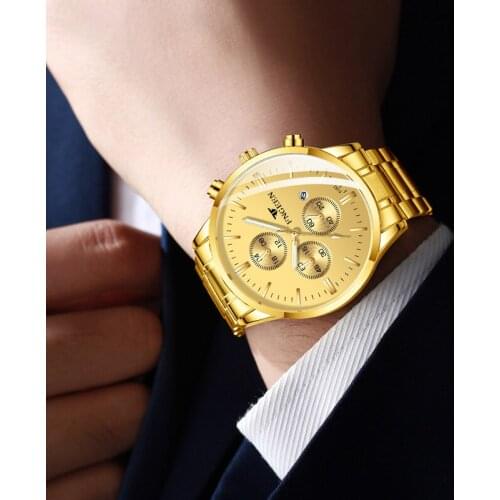 FNGEEN Fashion Mens Watches Top Brand Luxury Wrist Watch Quartz Clock Gold Watch Men Waterproof Luminous Relogio Masculino Saat