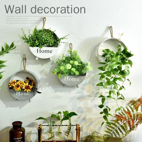 Pastoral retro wooden hanging flower pot flower wall decoration pendant creative hanging flower basket wall decorative wall deco