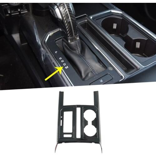 ABS Carbon Fiber Style Grain Gear Shift Water Cup Holder Panel Cover Trim for Ford F150 2017 2018 2019 2020 Raptor