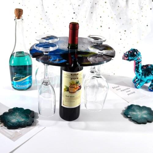 DM173 DIY Wine Rack Silicone Molds Coaster Cup Pad Shelf Holder Epoxy UV Resin Tray Mould For Crafts Jewelry Making Supplies