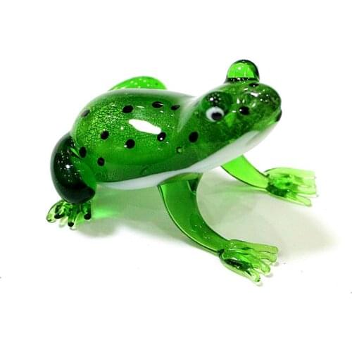 Handmade Colorful Creative 3D Frog Decoration Figurine Model Sculpture Hand Blown Glass Animal Art Ornament Collectible ,Bedroom