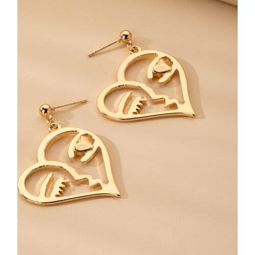 Geometric simple love abstract facial makeup funny exaggerated face contour earrings