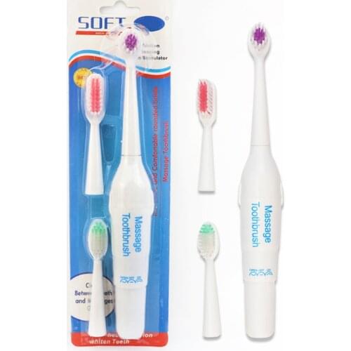 Hot Sale Battery Operated Electric Massage Toothbrush Waterproof Plastic Adult Teeth Whitening Brush Set Random Color