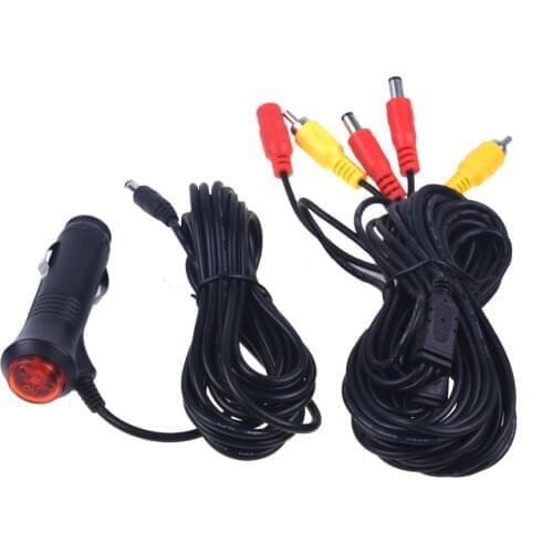 7 Meters +3M RCA Video Power Cable For Rearview Camera Connect Car Monitor to Car Cigarette Lighter Adapter