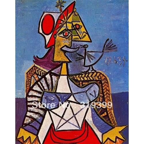 Oil Painting Reproduction on Linen canvas,seated-woman-1939 by pable picasso ,Museam Quality,Free fast shipping,HANDMADE