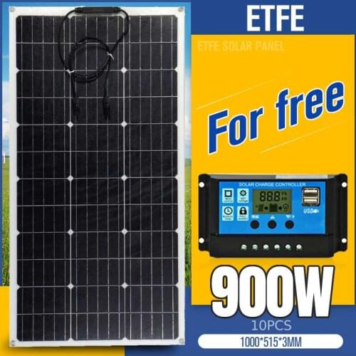 ETFE Solar Panel Kit 900W 450W 18V Flexible Panel Solar Power Bank Battery Charger System for Home Energy System Camping Car