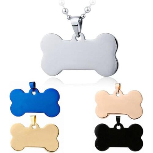Bone Shape Personalized Dog Tag Pet Metal Blank Tag Stainless Steel Double Sided Military ID Card Pet Engraved Blank Tags SN33