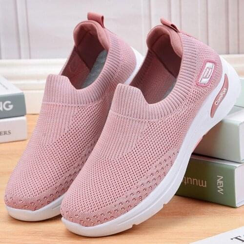 Women Vulcanized Shoes Breathable Sneakers Casual Shoes New Styles Striped Mesh Wedge Shoes Ladies Trend Sneakers