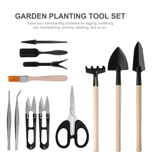 13PCS/set Mini Garden Planting Tool for Succulents Weeding Digging Miniature Garden Cactus Bonsai Shovel Rake Set Hand Tools