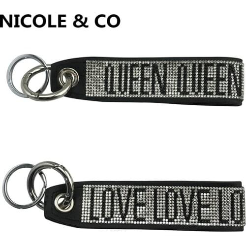 NICOLE & CO 2021 New Women LOVE QUEEN Exquisite Keychain Girl Fashion bagchain Cute Key Ring Wallet Accessories Purse Decoration