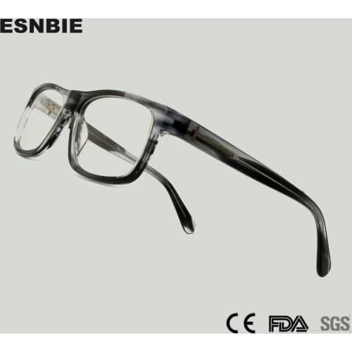 Gray Acetate Glasses Frame Men Square Prescription Eyeglasses Women Man Nerd Myopia Optical Frame Clear Lens Spectacles