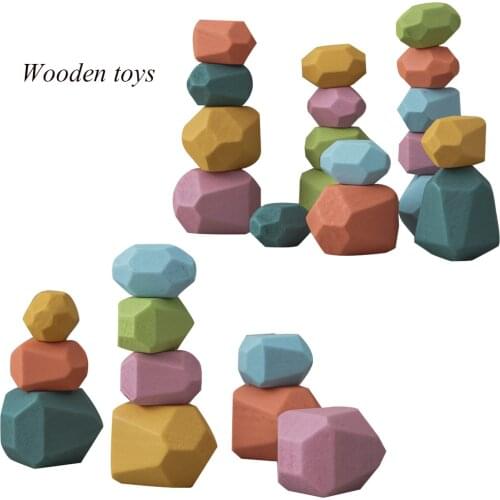Multi-quantity Childrens Rainbow Wooden toys Stone Jenga Building Block Educational Creative Stacking Game Rainbow Wooden Toy