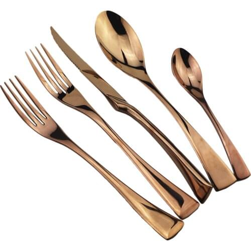 Luxury Shiny Polishing Utensils 18/10 Stainless Steel Dinnerware Set Rose Gold Cutlery Set Kitchen Dinner Knife Fork Spoon Set