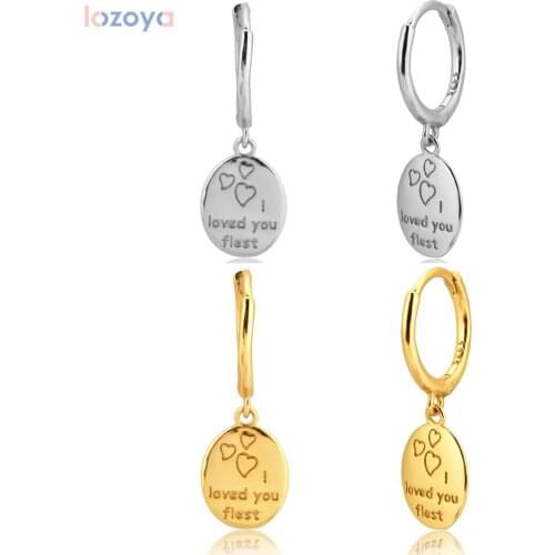 LOZOYA 925 Sterling Silver Ovals Coins Drop Earring New 2020 Rock Punk Plain Fashion Piercing 2021 Fashion Jewelry