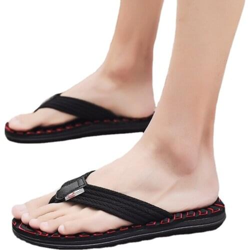 Summer Mens Shoes Non-Slip Deodorant Soft Outer Wear Flip Flops Trendy Fashion Design Striped Outdoor Beach Sandals And Slipper