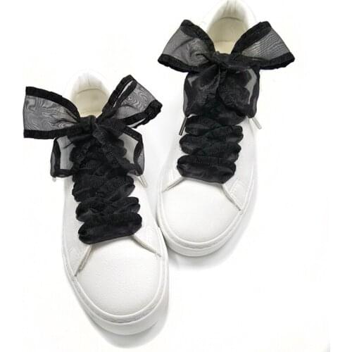 140cm Snow Yarn Shoelace Ribbon Shoelace 4cm Bow Knot Boot Shoelace All-Match Fashion Shoelace