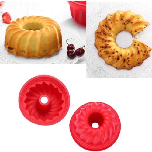 Silicone Baking Cake Mold Fluted Round Cake Pan Spiral Ring DIY Cakes Bakeware 3D Bread Pastry Baking Mold Cake Decorating Tools