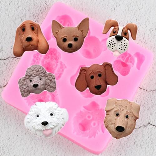 Dogs Shape Silicone Fondant Cake Decorating Mold Chocolate Polymer Clay Mold Animal Cake Tool For Bakeware