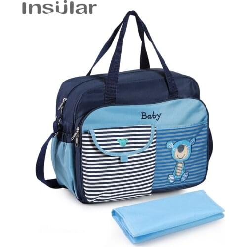 Insular Baby Stroller Diaper Bag Fashion Brand Handbags For Moms Nappy Stroller Bag With Accessories 3 Colors