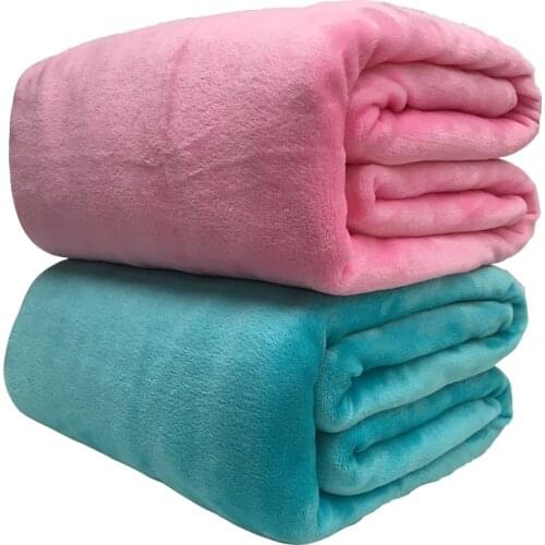 Super Soft Coral Fleece Blanket 220gsm Light Weight Solid Pink Blue Faux Fur Mink Throw Sofa Cover Bedspread Flannel Blankets