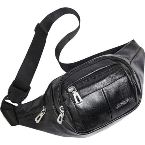 Vintage Soft Pu Leather Waist Pack Men Bag Casual Chest Pouch