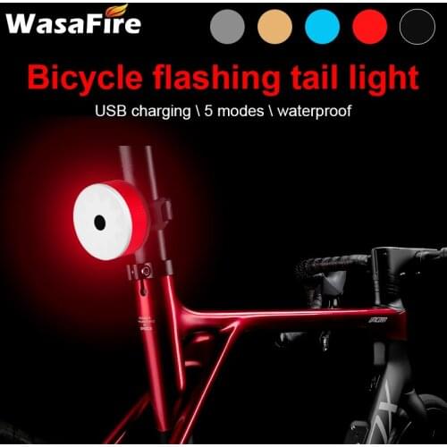 WasaFire Bicycle Light Mini LED Bike Tail Light USB Rechargeable MTB Taillight 5 Modes Cycling Helmet Backpack Rear Back Lamp
