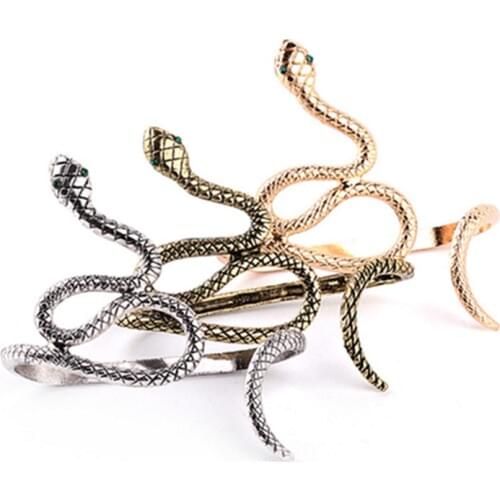 1PC Retro Punk Animal Snake Open Bracelet Bangle For Women European Personality Vintage Metal Gold Bronze Bracelet Jewelry B99