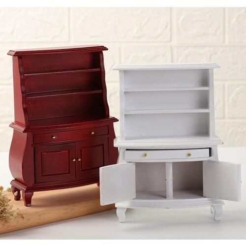 1:12 Dollhouse Miniature Wood Display Cupboard Cabinet Showcase Doll House Decor Kids Educational Toys for Children Gifts